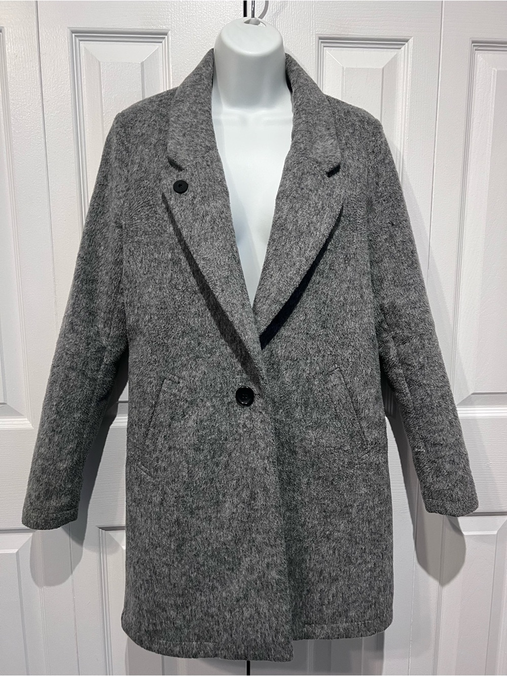 Scotch&Soda Maison Scotch Grey Bonded Felted Wool Blend Mid Length Coat Size XS